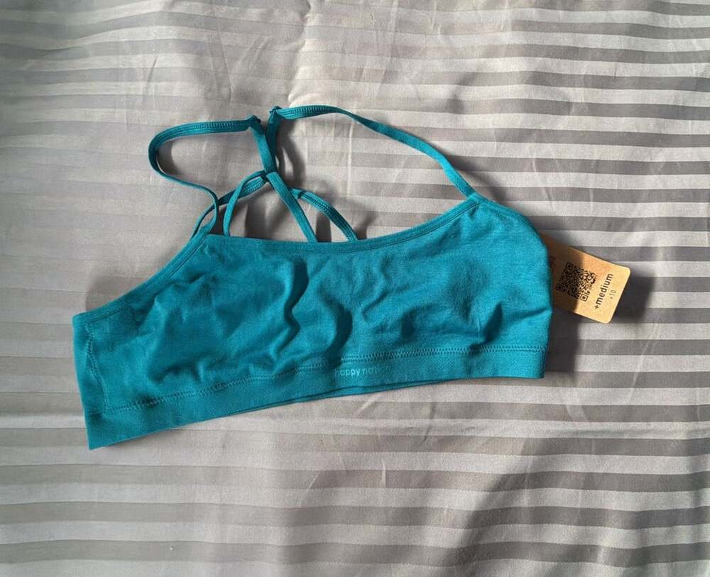 Happy Nation Bralette Size Medium Teal Strappy Back